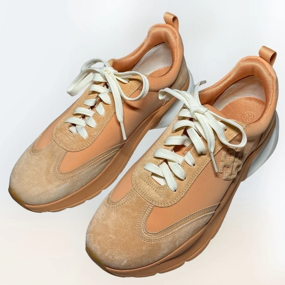 Tory Burch Peach Leather Sneakers in Size 10
